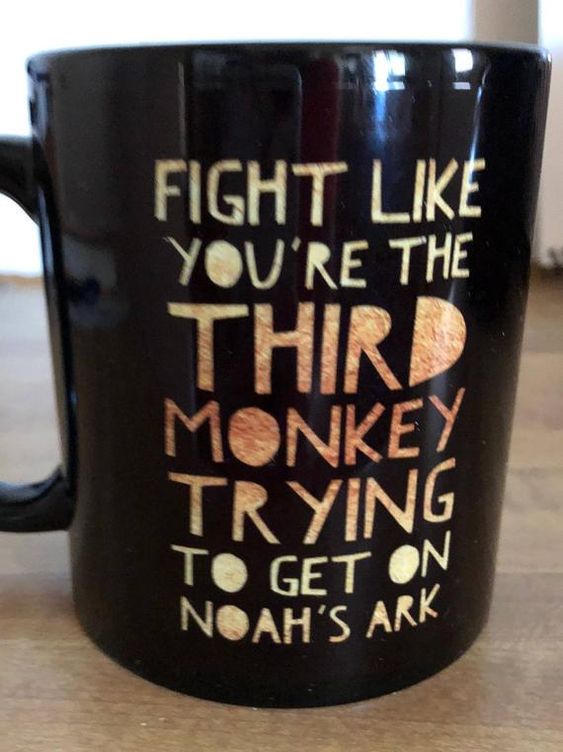 Fight Like You are the Third Monkey Trying to Get on Noahs Ark Mug ...